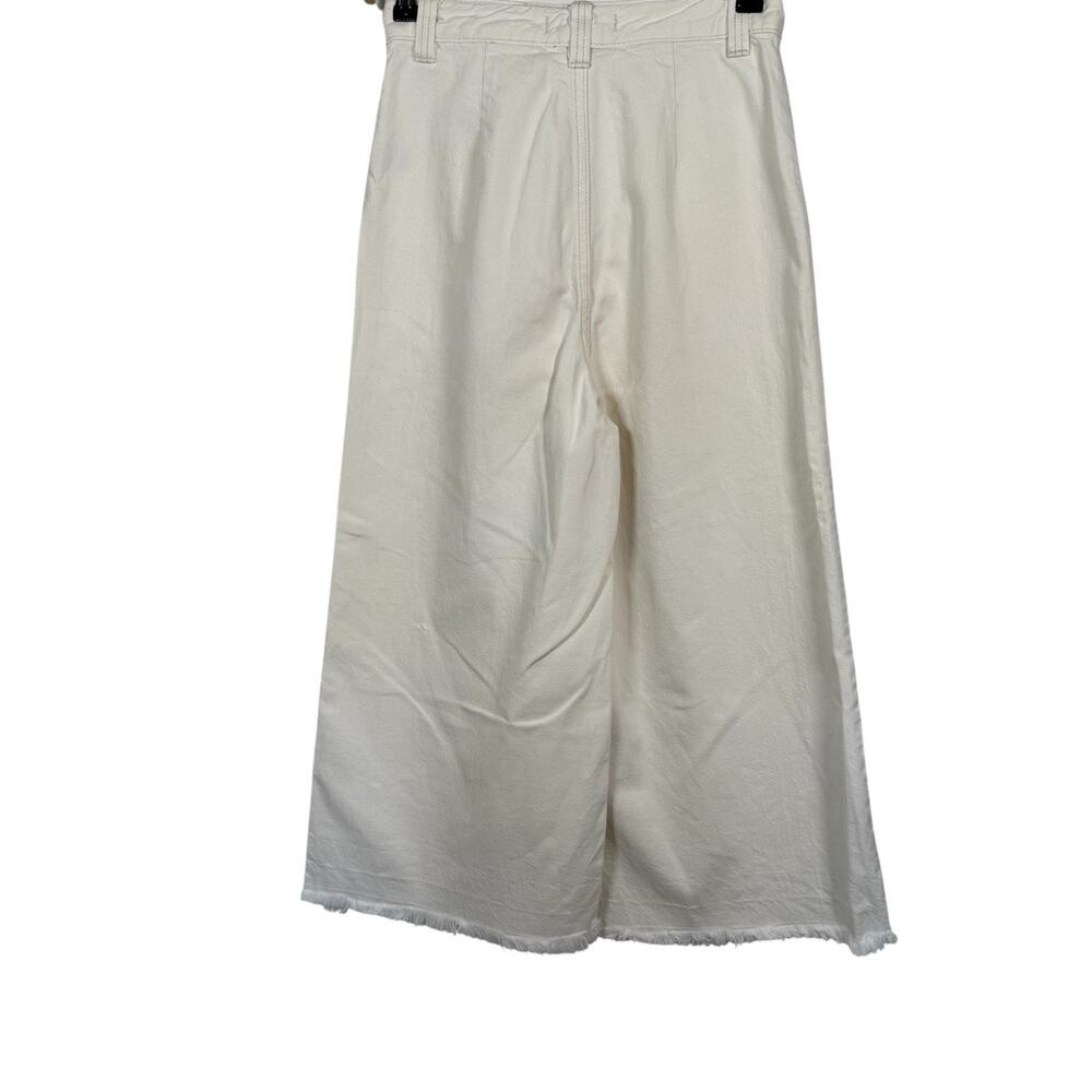 Free People Wide Leg High Waist Capris Pants Raw Hem Off White Cream Size 28 - Picture 4 of 10